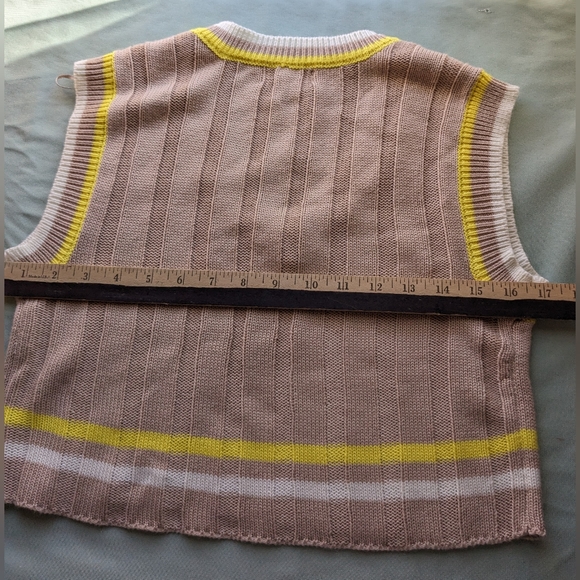 Ultra Flirt knit crop sweater Women's Beige sleeveless V-neck size S R-1 - Picture 4 of 5